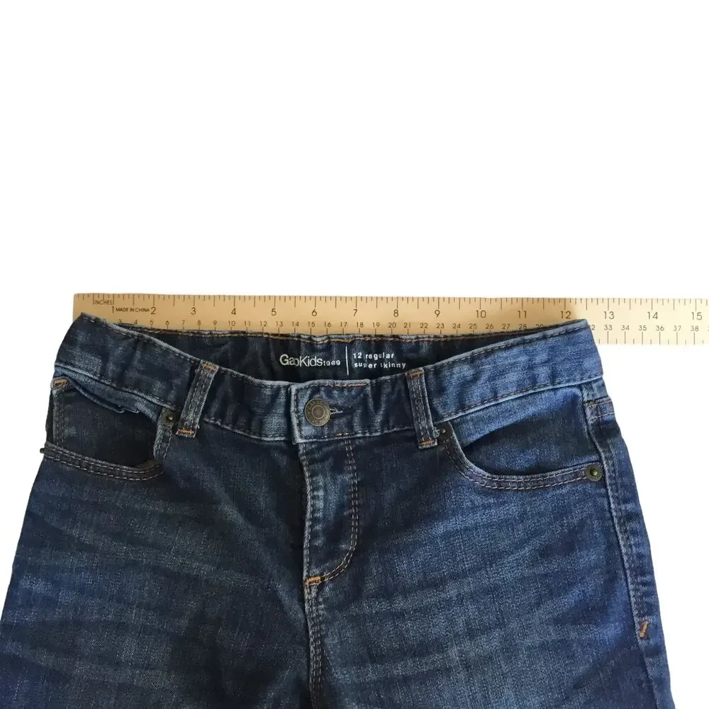 Gap Kids Jeans Dark Wash Adjustable Waist Super Skinny Stretchy Girls Size 12